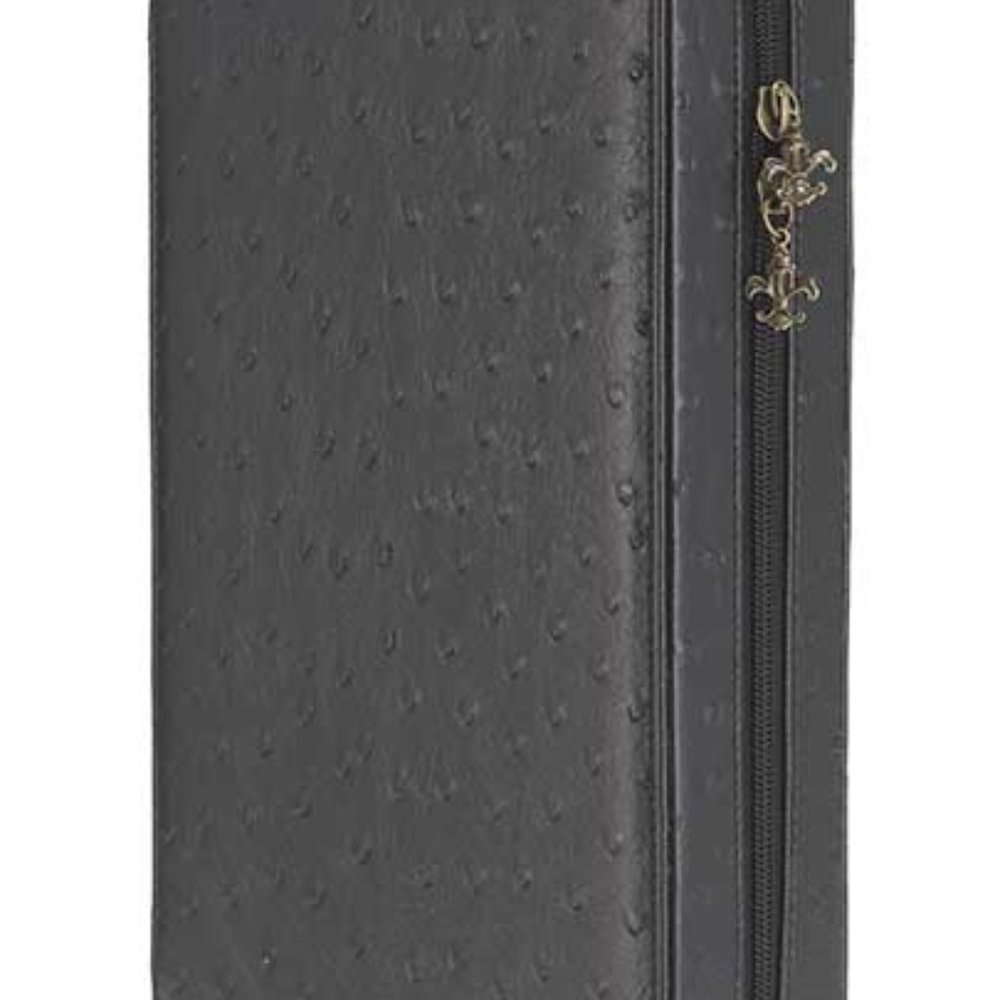 Black Faux Ostrich Jewelry Travel Case